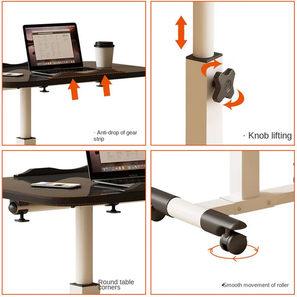Garvee Table de lit à roulettes, réglable en hauteur, pliable, ergonomique et robuste, idéale pour le bureau et la maison