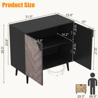 Buffet/meuble de rangement d'appoint moderne Garvee, avec portes, aspect bois, noir-gris, 80 cm, salle à manger, couloir