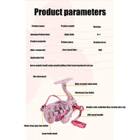 Moulinet de pêche Garvee DX2000S rose, léger et entièrement métallique, pour femmes, eau douce et eau salée, ratio 5.2:1, puissance de freinage 8 kg