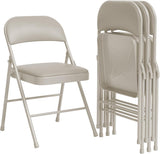 Garvee chaises pliantes en métal, lot de 8, siège et dossier rembourrés, cadre en acier robuste, usage intérieur/extérieur, bureau et événements, beige, compact - Beige