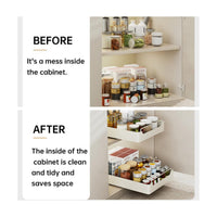 Garvee, tiroir pliable et extensible, organisateur de rangement sous, meuble modulable pour placards de cuisine, 43 × 25 × 18 cm, métal, installation sans perçage, blanc
