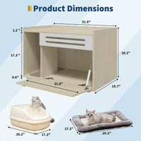 Bac à litière Garvee Hideaway avec ventilation, porte à charnières, en bois, idéal pour le salon et la chambre, design moderne, contrôle des odeurs, nettoyage facile