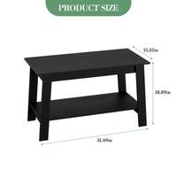 Garvee table basse rustique à double étagère, rectangulaire, en bois, finition noire, pour le salon et le bureau, 80 × 39 × 48 cm
