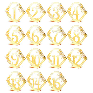Numéros de table en acrylique Garvee 1-15, élégants, durables et transparents, pour les réceptions de mariage et les banquets.