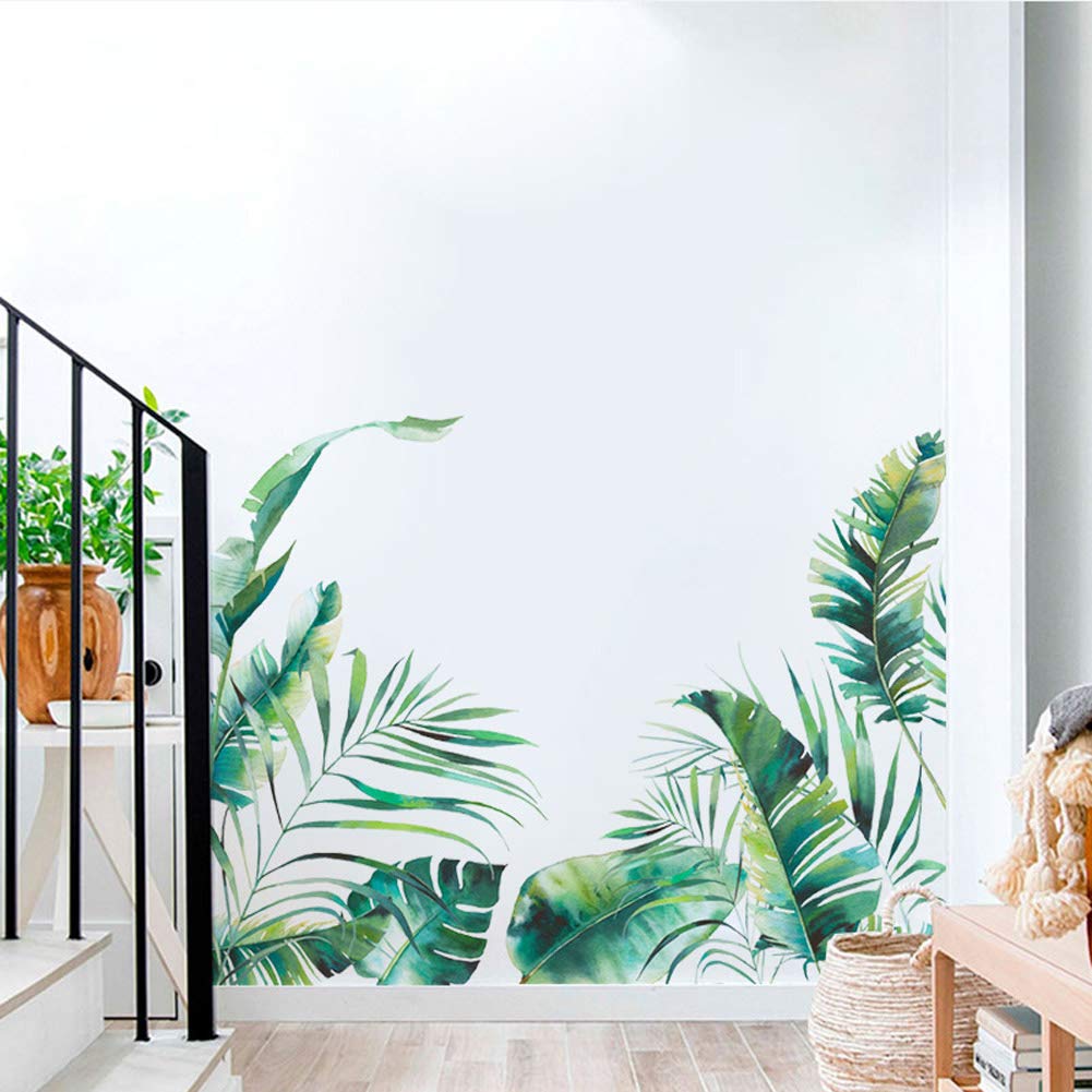 Garvee Stickers muraux Plantes Vertes, Feuilles Tropicales, Autocollants en PVC, 30 × 90 cm, Design Moderne