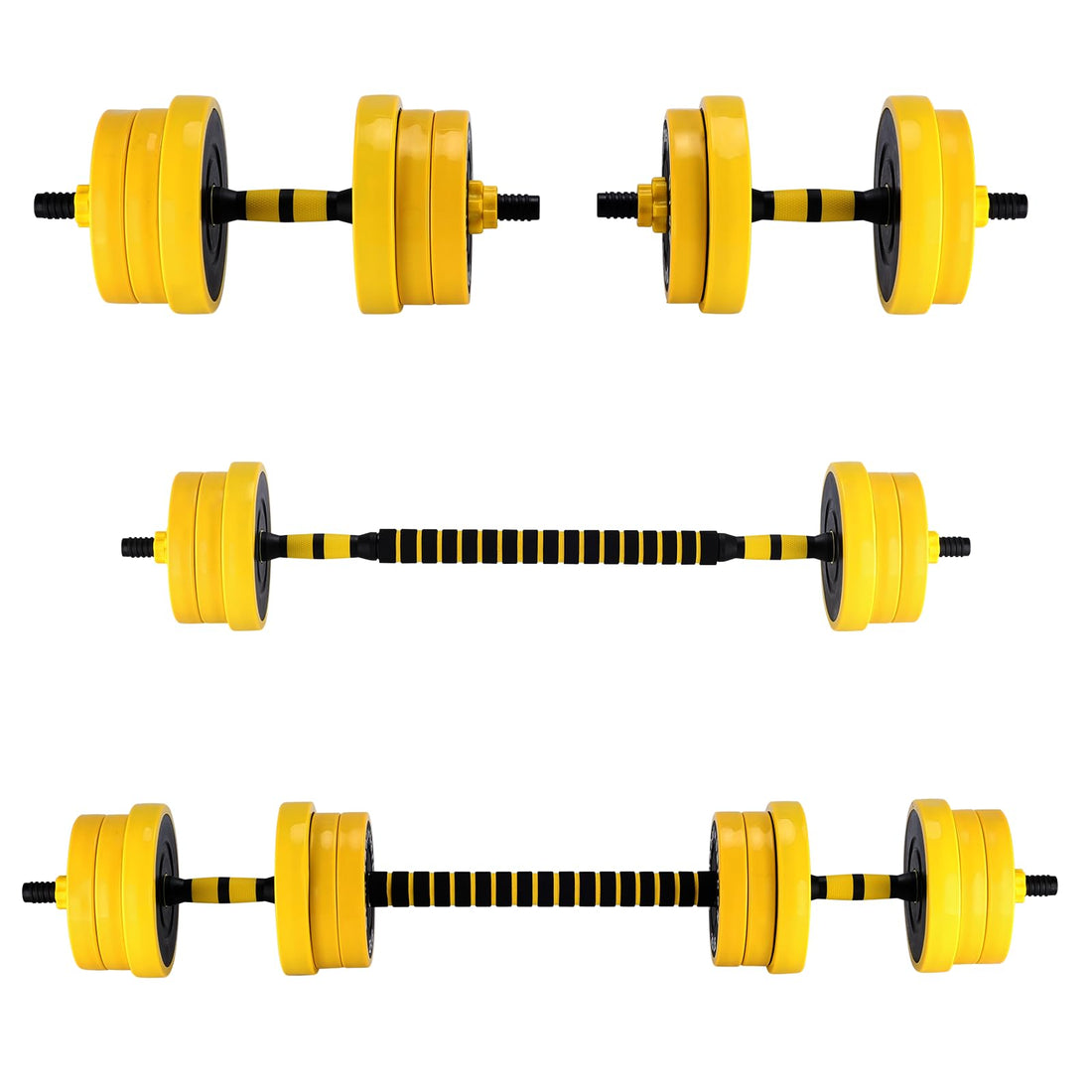Haltère ajustable Garvee 15 kg (33 lbs) avec revêtement PE, double verrouillage pour l'entraînement à domicile, 15 kg (33 lbs), noir
