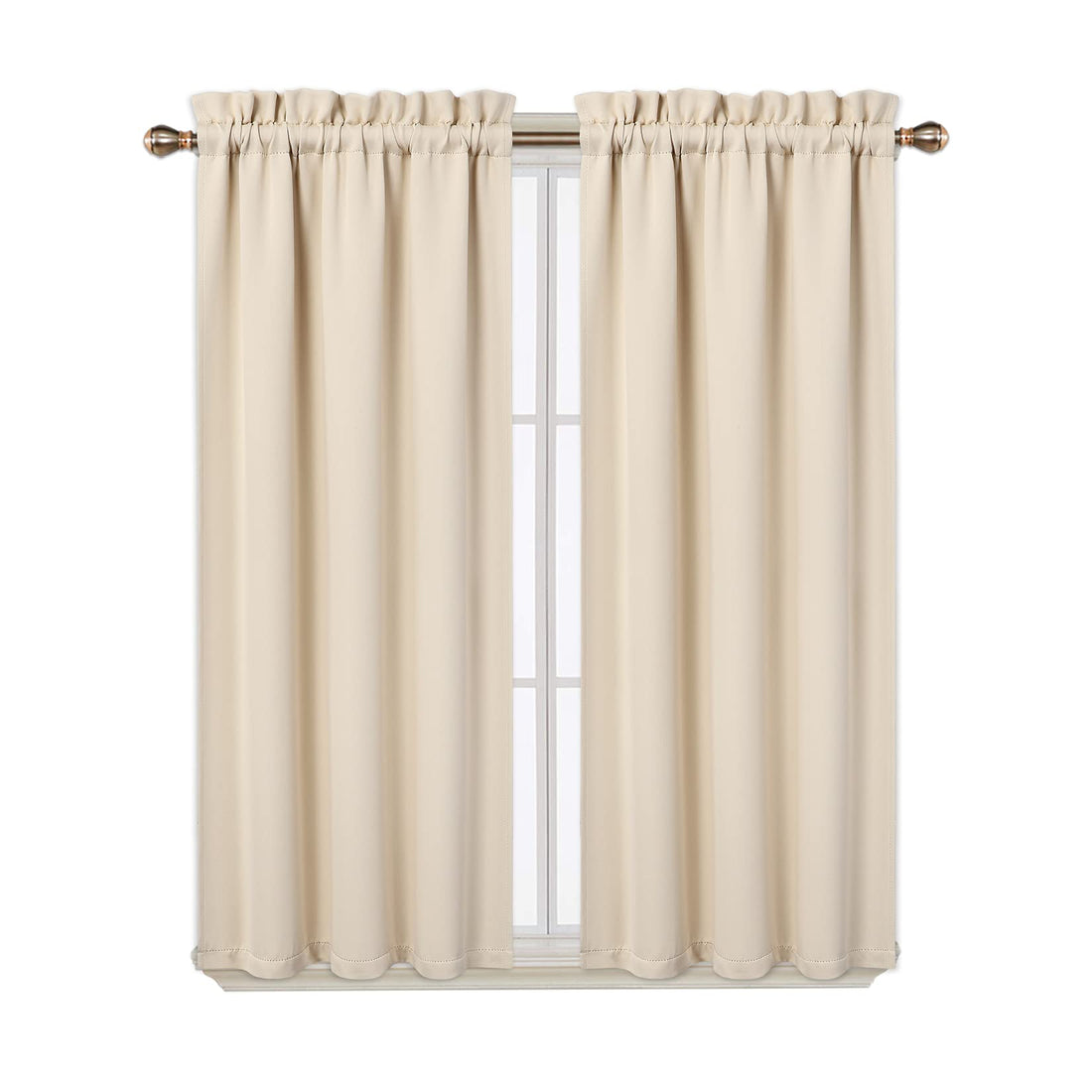 Cantonnières occultantes Garvee, lot de 2, beige, 66 x 114 cm, pour fenêtres, salon, cuisine, chambre, isolation thermique