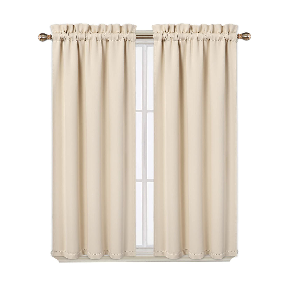 Cantonnières occultantes Garvee, lot de 2, beige, 66 x 114 cm, pour fenêtres, salon, cuisine, chambre, isolation thermique