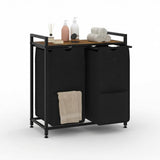 Garvee Panier à Linge 97L avec 2 Compartiments, Sacs Amovibles, Étagère Support 45kg, Cadre Métal, Tissu Oxford, Organisateur Salle de Bain et Chambre