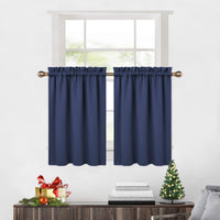 Garvee Lot de 2 cantonnières occultantes pour fenêtres, salon, cuisine, chambre, cantonnières isolantes thermiques, bleu marine, 66 x 76 cm