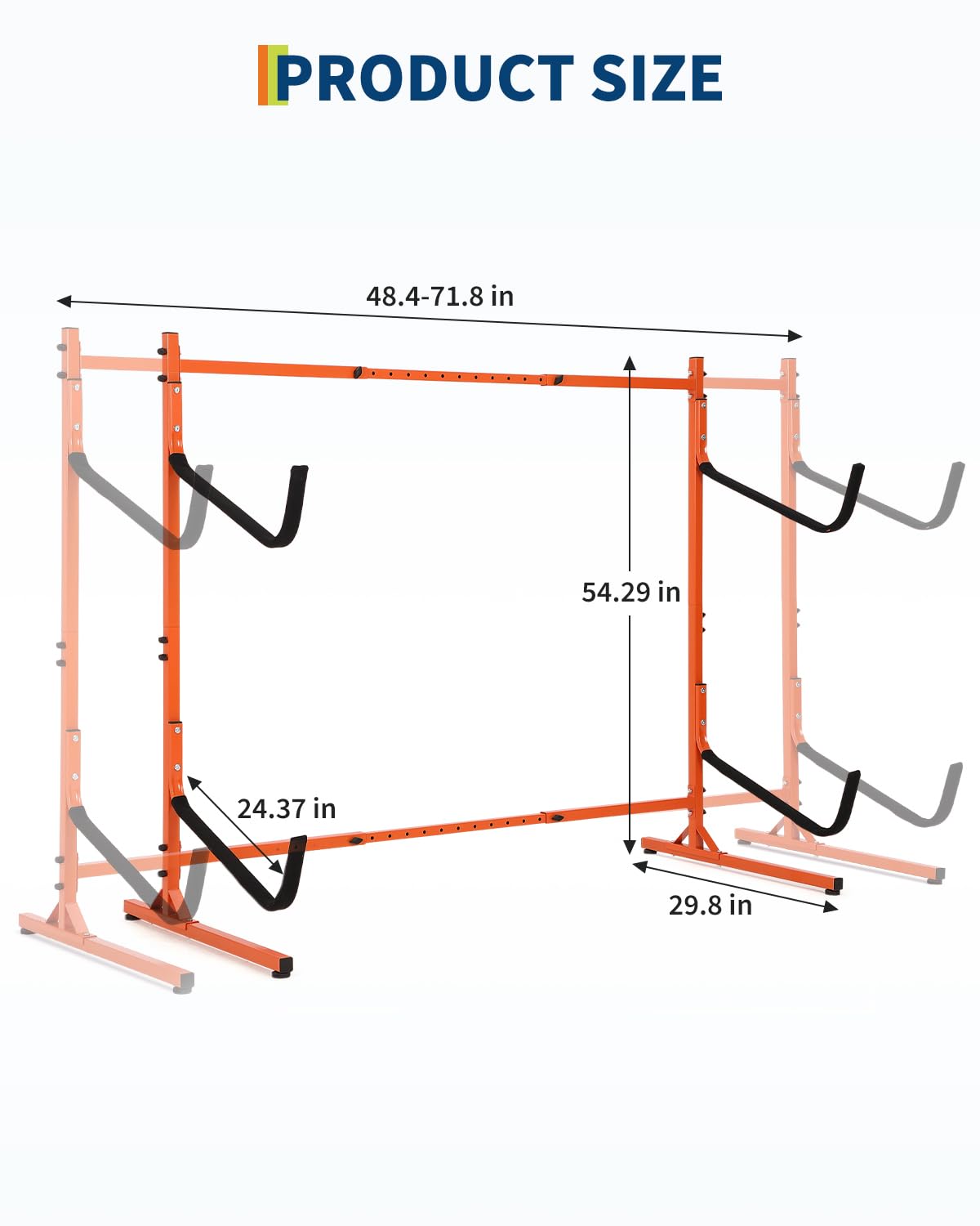 Support de rangement pour kayak Garvee, en acier robuste, réglable, antidérapant, à 2 niveaux, pour une utilisation intérieure et extérieure, résistant aux intempéries
