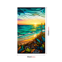 Film pour fenêtre PVC Garvee 60x100cm, motif coucher de soleil en bord de mer, protection UV, isolation thermique, coloré, pour fenêtres résidentielles et de bureaux