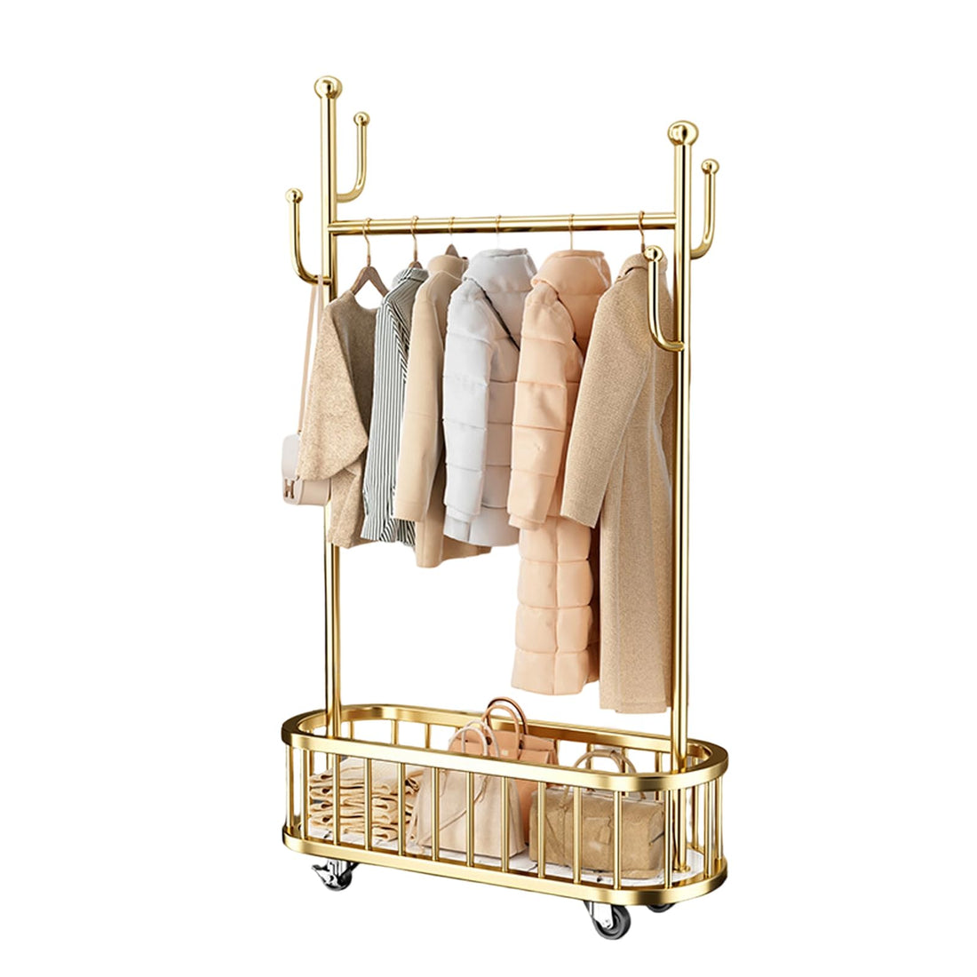 Portant à vêtements à roulettes Garvee avec structure en métal, roulettes pivotantes à 360°, grand panier pour chambre et boutique, 175 cm (68,9 pouces), noir