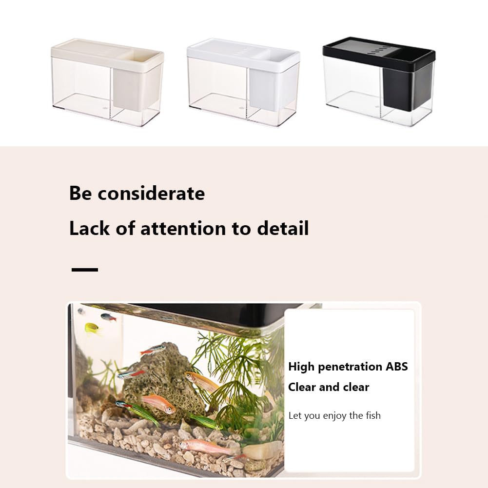 Kit de démarrage pour aquarium Garvee, petit aquarium avec trous d'aération, couleur crème, idéal pour bureau, salon ou appartement.