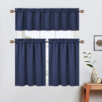 Rideaux courts occultants Garvee 61 cm (24 pouces), 2 panneaux, occultants, tissu épais, bleu marine, pour petites fenêtres, cuisine et salon
