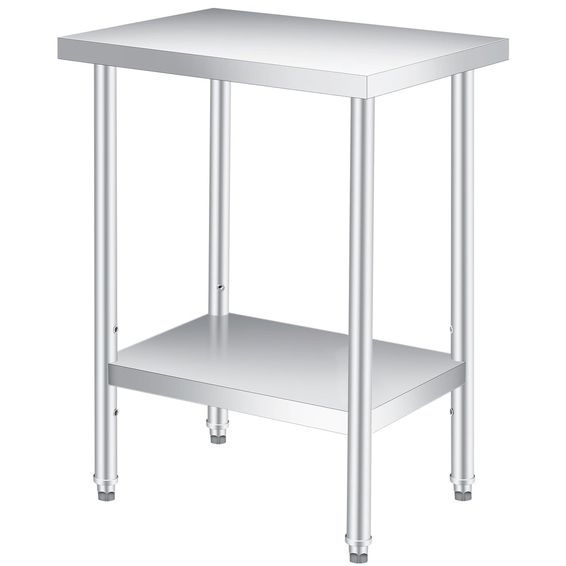 Table de travail Garvee en acier inoxydable 61 x 46 cm avec étagère inférieure réglable, idéale pour la restauration et les activités de plein air. Résistante à la rouille et aux rayures.