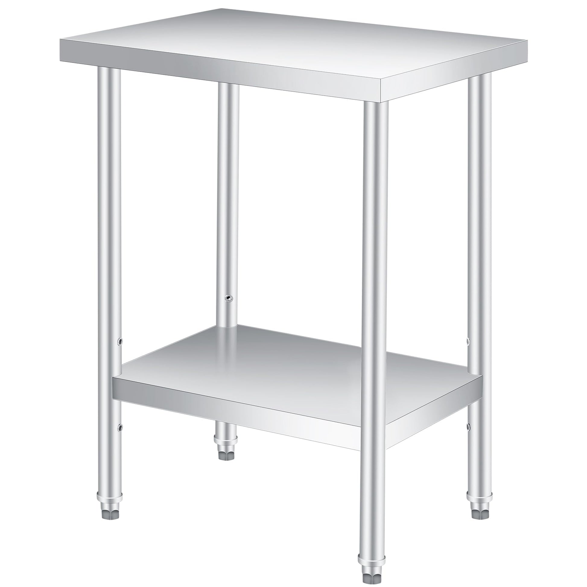 Table de travail Garvee en acier inoxydable 61 x 46 cm avec étagère inférieure réglable, idéale pour la restauration et les activités de plein air. Résistante à la rouille et aux rayures.