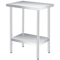 Table de travail Garvee en acier inoxydable 61 x 46 cm avec étagère inférieure réglable, idéale pour la restauration et les activités de plein air. Résistante à la rouille et aux rayures.