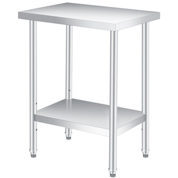 Table de travail Garvee en acier inoxydable 61 x 46 cm avec étagère inférieure réglable, idéale pour la restauration et les activités de plein air. Résistante à la rouille et aux rayures.