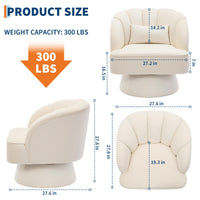 Garvee Fauteuil pivotant moderne en velours beige, rotation 360°, design confortable pour salon, chambre ou coin détente.