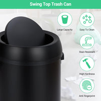 Poubelle Garvee 65 L (17 gal) en acier inoxydable noir avec couvercle basculant pour restaurants et bureaux