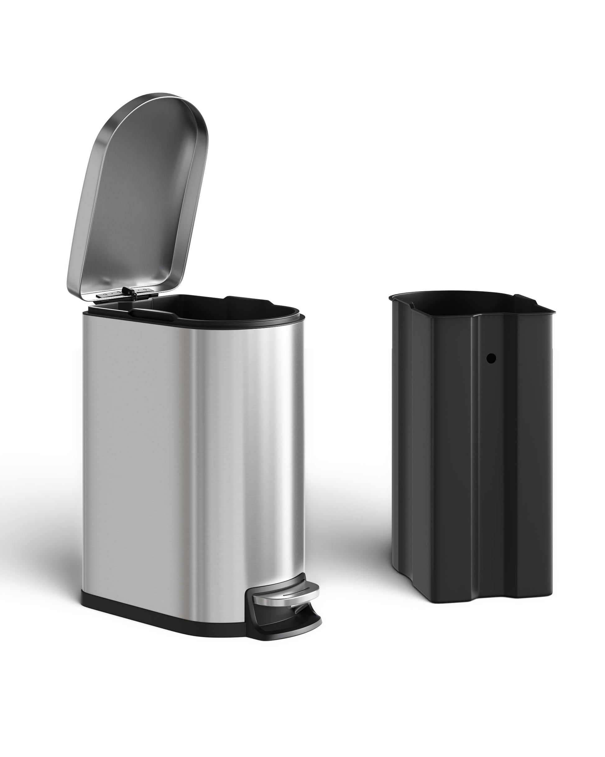 Poubelle de cuisine Garvee 13 gallons en acier inoxydable avec couvercle, fermeture douce, bac intérieur, argentée, compacte pour les petits espaces