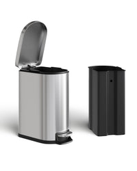 Poubelle de cuisine Garvee 13 gallons en acier inoxydable avec couvercle, fermeture douce, bac intérieur, argentée, compacte pour les petits espaces