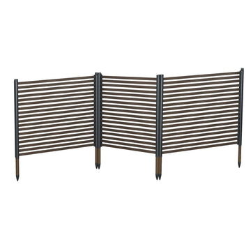 Clôture extérieure Garvee en métal, 3 panneaux, antirouille, résistante aux intempéries, robuste, répulsive pour animaux, pour jardin ou terrasse, 270 x 120 cm, noir.