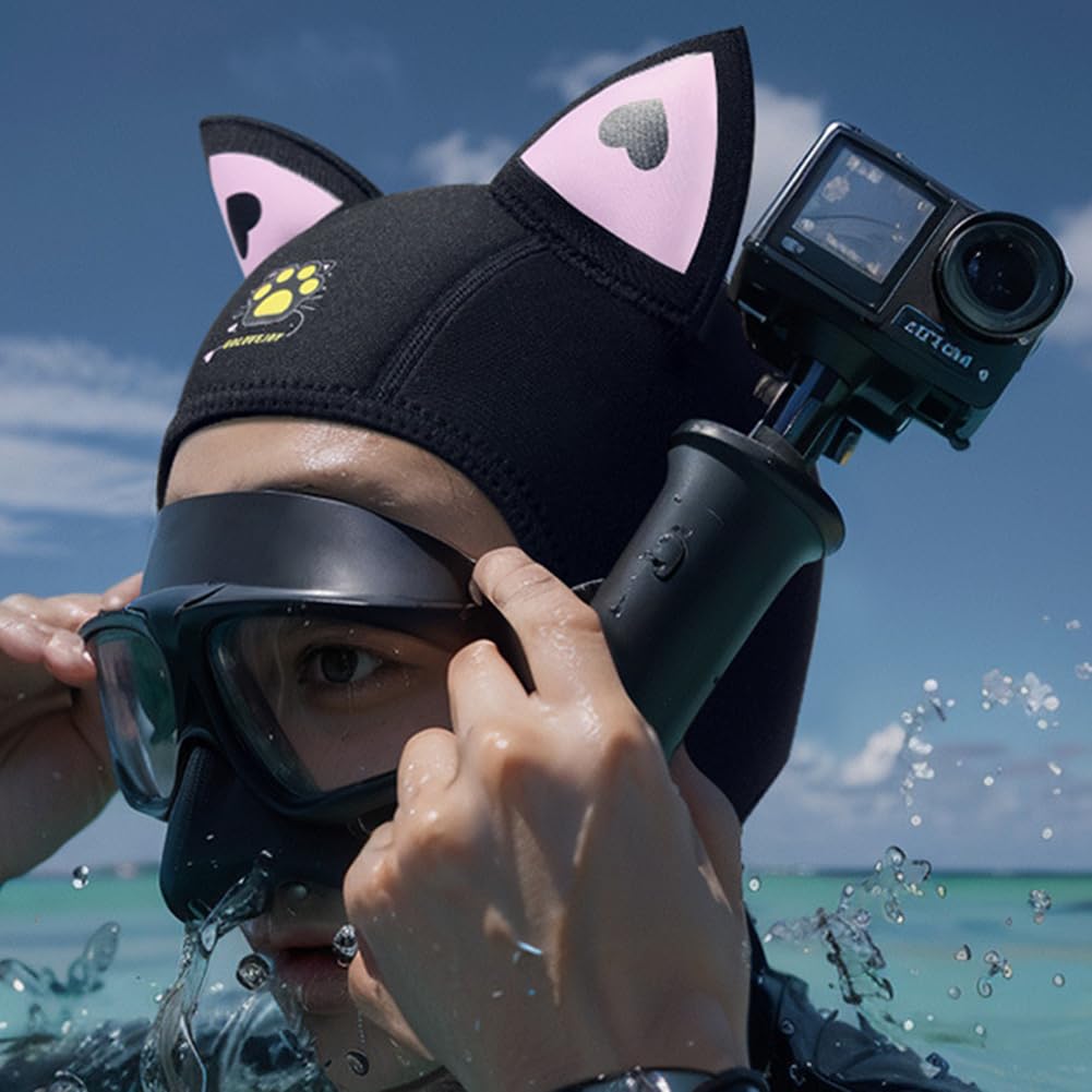 Cagoule de plongée Garvee avec oreilles de chat, en néoprène 3 mm, étanche, élastique avec mentonnière, pour la plongée et les sports nautiques