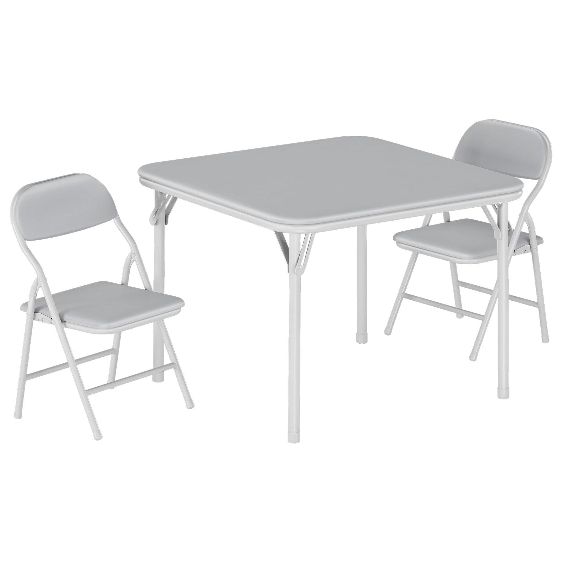 Ensemble table et chaises pliantes 3 pièces Garvee pour enfants, pliable, en cuir PU, structure en métal, léger, idéal pour la salle de jeux et le camping, multicolore