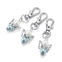 Ensemble de 20 porte-clés ange gardien Garvee avec perles, alliage de zinc, pochette en organza, idéal pour une baby shower ou un mariage, 5,3 cm, transparent