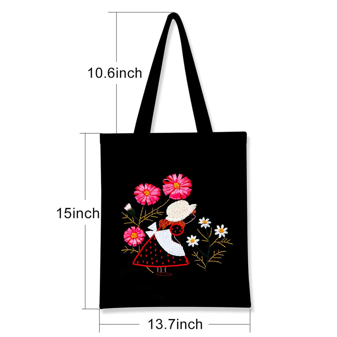 Ensemble de bordures Garvee pour sac en toile avec motif floral, kit de broderie au point de croix, fil à broder, tambour à broder pour filles, idée cadeau de loisirs créatifs.