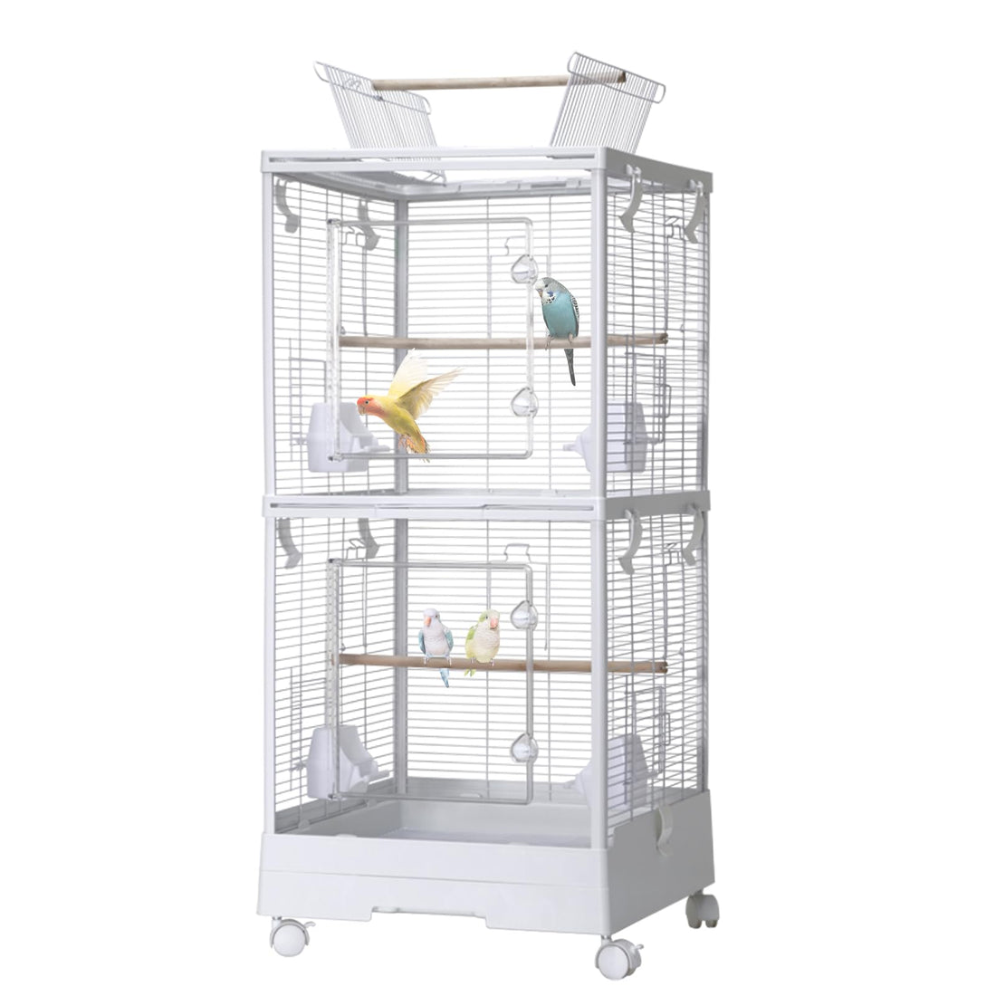 Garvee Cage à oiseaux pour petites perruches, 101,6cm, avec roulettes, 3 en 1, pour la maison et les voyages, structure en acier, filet amovible