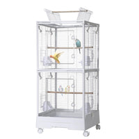 Cage à oiseaux Garvee pour petites perruches, 101,6 cm (40 po), avec roulettes, 3 en 1, pour la maison et les voyages, structure en acier, filet amovible