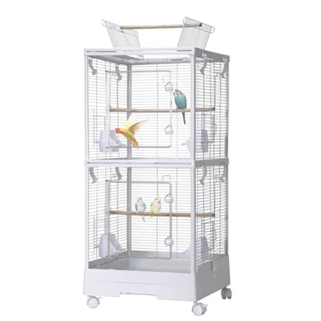 Cage à oiseaux Garvee pour petites perruches, 101,6 cm (40 po), avec roulettes, 3 en 1, pour la maison et les voyages, structure en acier, filet amovible