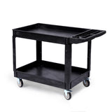 Garvee Chariot de Service Utilitaire 2 Étagères HDPE 249 kg Capacité, Roues Pivotantes 360° avec Freins, Poignée Ergonomique
