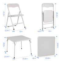 Ensemble table et chaises pliantes pour enfants Garvee, structure en métal, revêtement en PU, beige, pour manger et jouer