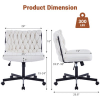 Garvee chaise de bureau criss cross à roulettes, assise large, sans accoudoirs, pivotante, structure en métal, pour ordinateur et coiffeuse, 66 cm, noire