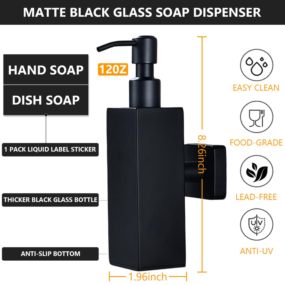 Garvee Distributeur de savon mural manuel , rechargeable, pour shampoing et gel douche, salle de bain et cuisine