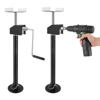 Garvee Lot de 2 béquilles stabilisatrices pour caravane et remorque, supports en acier antirouille, capacité 2 270 kg, hauteur réglable 53–87 cm, utilisation avec perceuse ou manivelle
