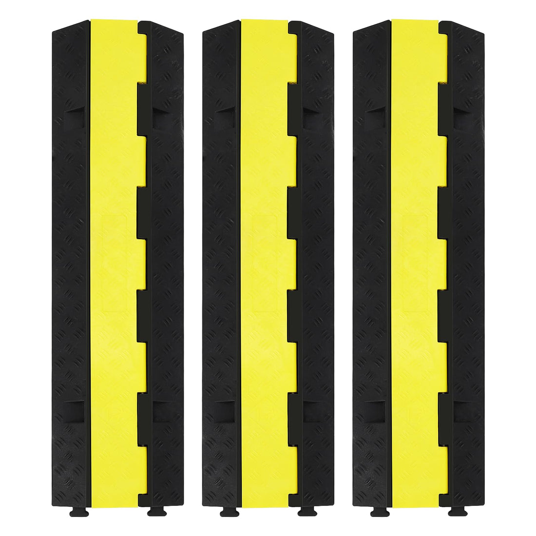 Ensemble de 3 pièces Garvee : rampe de protection de câbles à 2 canaux, capacité de charge de 11 000 lb, caoutchouc et PVC antidérapants pour parkings et chantiers de construction