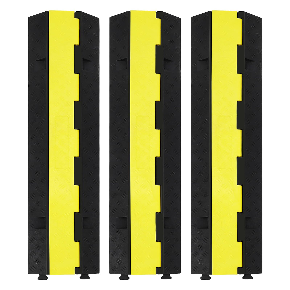 Ensemble de 3 pièces Garvee : rampe de protection de câbles à 2 canaux, capacité de charge de 11 000 lb, caoutchouc et PVC antidérapants pour parkings et chantiers de construction