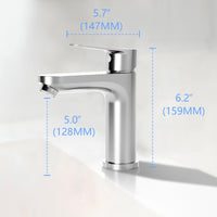 Mitigeur de salle de bain Garvee, hauteur de bec 128 mm, finition chromée, économie d'eau pour salles de bain modernes et toilettes invités