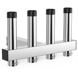 Garvee support de canne à pêche pour voiture 4 tubes, récepteur attelage 5,1 cm, inox argenté, pêche en plein air, angle ajustable - Argenté