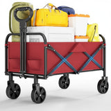 Garvee Chariot Pliable xL 172kg, Acier et Oxford 600D, Roues de 13cm, pour Marché, Courses et Activités extérieur, Rouge - 