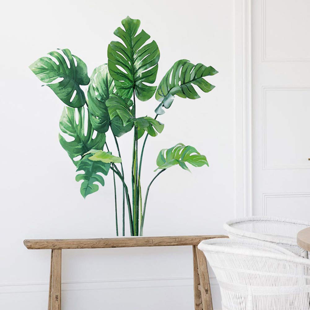 Garvee Stickers muraux décoratifs Plantes Tropicales, vinyle vert, pour salon, chambre, cuisine, salle de bain, 30 × 90 cm