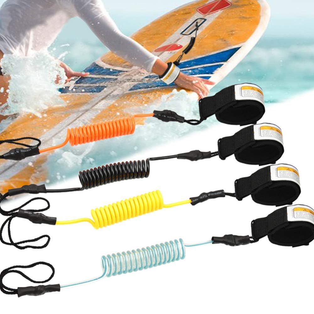 Laisse de sécurité Garvee pour SUP, surf et kayak - Élastique et antidérapante - Matériau TPU - Fermeture Velcro renforcée et double nœud - Bleu transparent - Sports nautiques
