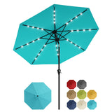 Garvee Parasol De terrasse 274 cm Bleu Marine, Protection UV, Résistant À L'eau, Manivelle Douce, Inclinaison Ajustable, Armature En Fer Ventilé - Sky Bleu