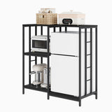 Garvee support mini-réfrigérateur 103 cm 4 niveaux support robuste bois fer noir rangement compact cuisine bureau - Noir