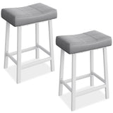 Garvee Lot de 2 tabourets de bar selle 61 cm, sans dossier, assise rembourrée incurvée, pieds métal et repose-pieds, pour îlot de cuisine ou bar, gris - Gris
